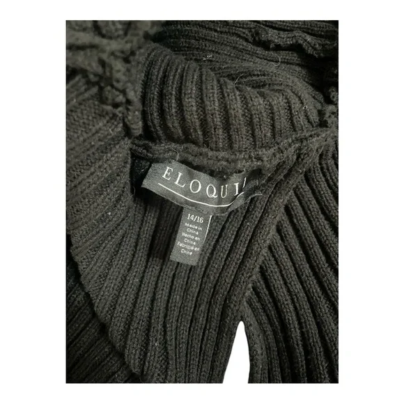 Eloquii Women’s Black Turtleneck Sweater Shrug Ribbed Sized 14/16 Super Stylish - Picture 4 of 7